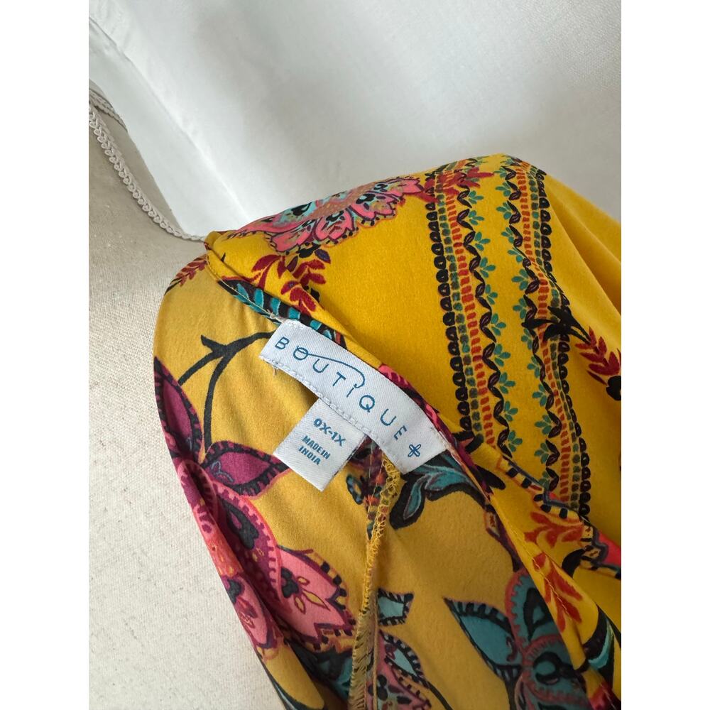 Boutique Floral Kimono Cardigan Boho Open Front Duster Festival Plus Size - Picture 5 of 5